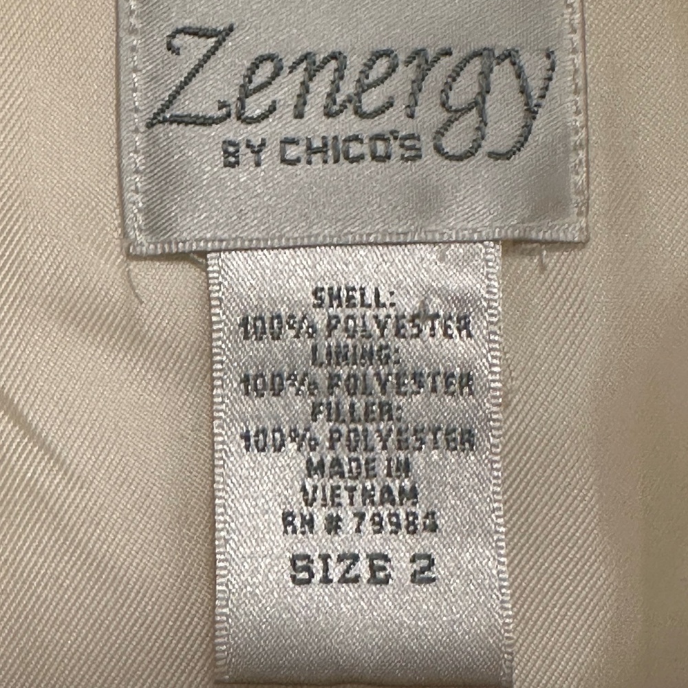 Chico's ZENERGY Quilted Utility Jacket Ivory Satin 2 Large Athleisure Y2K Casual - Picture 7 of 9